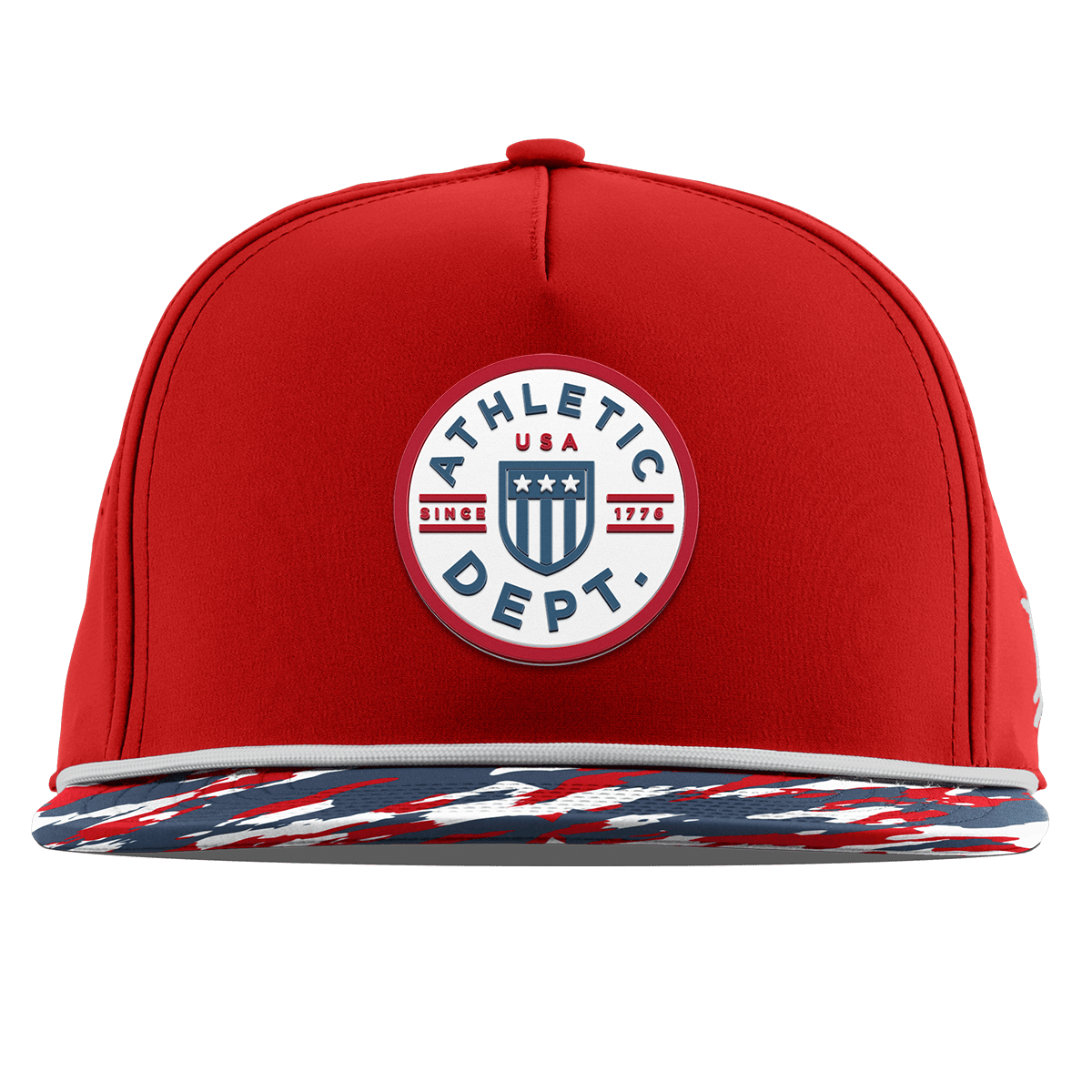 Liberty Letterman Flat 5 Panel Rope Red/USA Camo + White Rope