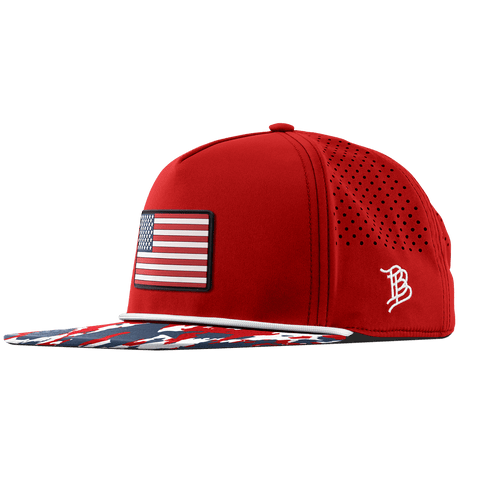 Old Glory Flat 5 Panel Rope Red/USA Camo + White Rope