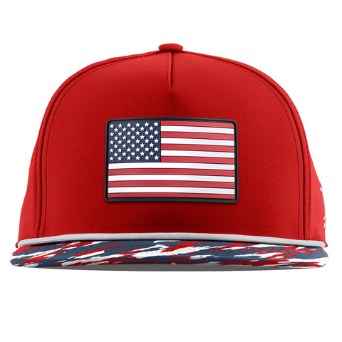 Old Glory Flat 5 Panel Rope Red/USA Camo + White Rope