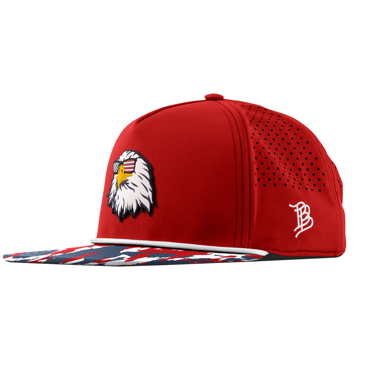 Party Eagle Flat 5 Panel Rope Red/USA Camo + White Rope