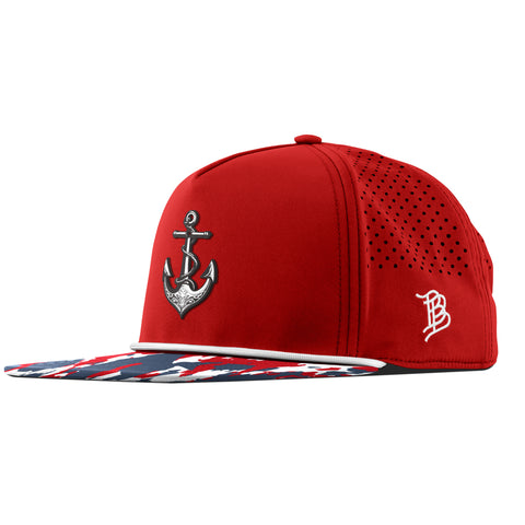 The Deeps Anchor Flat 5 Panel Rope Red/USA Camo + White Rope