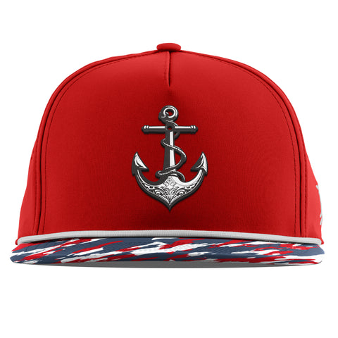 The Deeps Anchor Flat 5 Panel Rope Red/USA Camo + White Rope