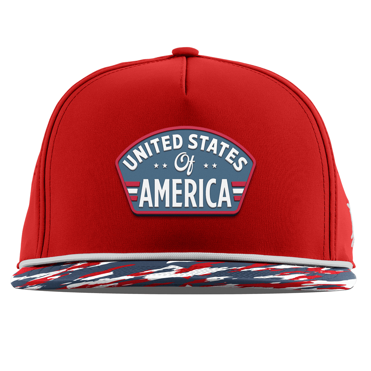 United States of America Badge Flat 5 Panel Rope Red/USA Camo + White Rope