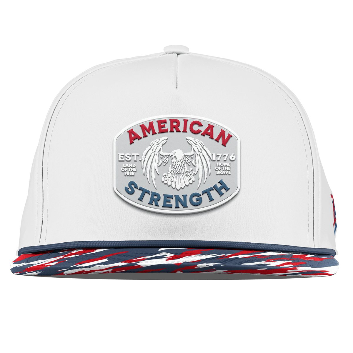 American Strength USA Flat 5 Panel Rope White/USA Camo + Orion Rope