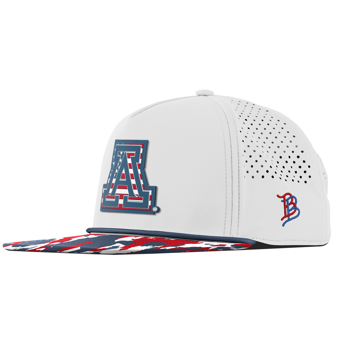 University of Arizona "Arizona Stars & Stripes" Flat 5 Panel Rope White/USA Camo + Orion Rope