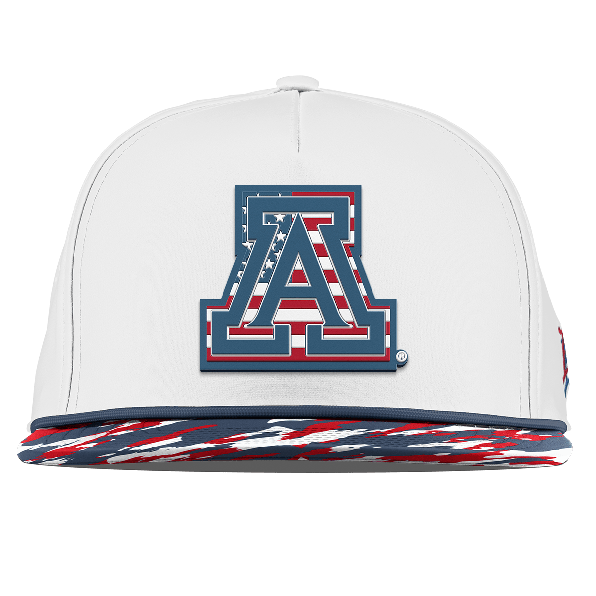 University of Arizona "Arizona Stars & Stripes" Flat 5 Panel Rope White/USA Camo + Orion Rope