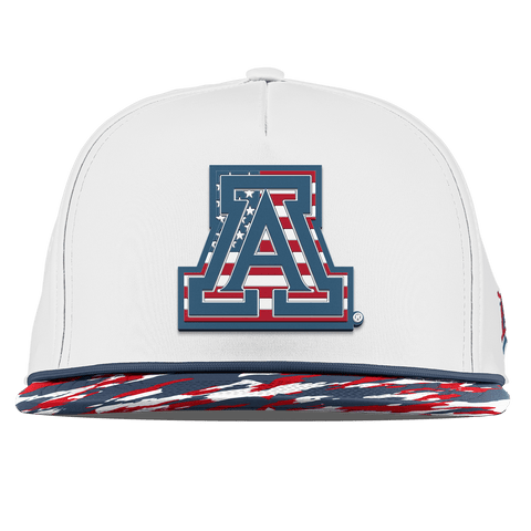 University of Arizona "Arizona Stars & Stripes" Flat 5 Panel Rope White/USA Camo + Orion Rope