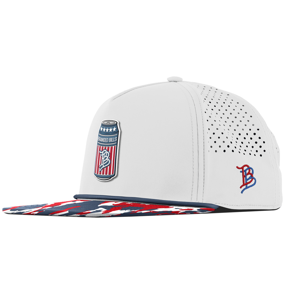 BB Brew Flat 5 Panel Rope White/USA Camo + Orion Rope