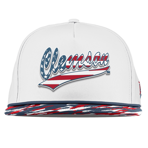 Clemson University "Clemson Stars & Stripes" Flat 5 Panel Rope White/USA Camo + Orion Rope