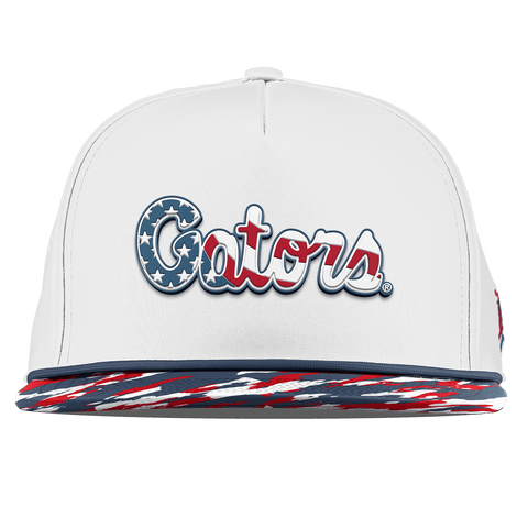 University of Florida "Gators Stars & Stripes" Flat 5 Panel Rope White/USA Camo + Orion Rope