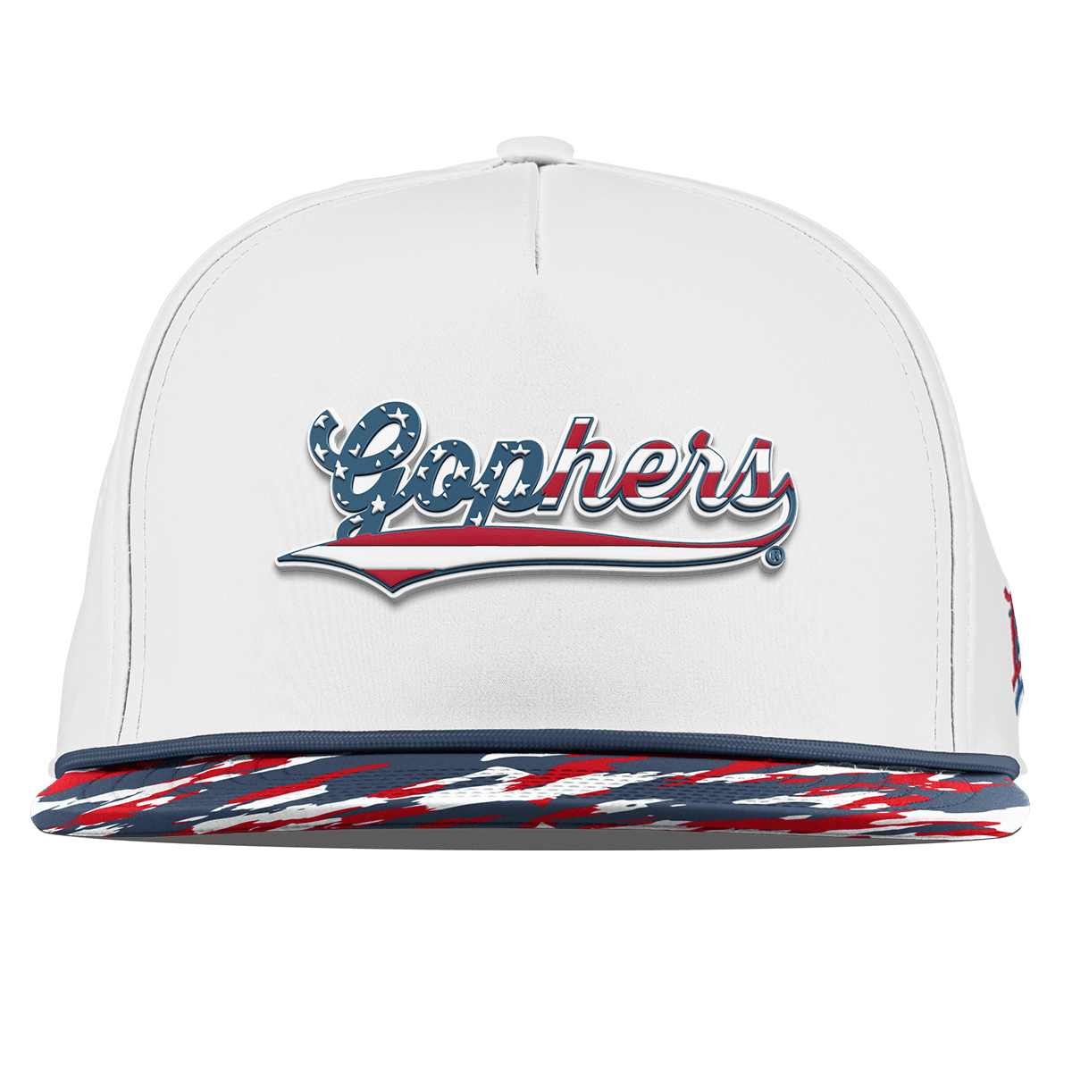 University of Minnesota "Gophers Stars & Stripes" Flat 5 Panel Rope White/USA Camo + Orion Rope
