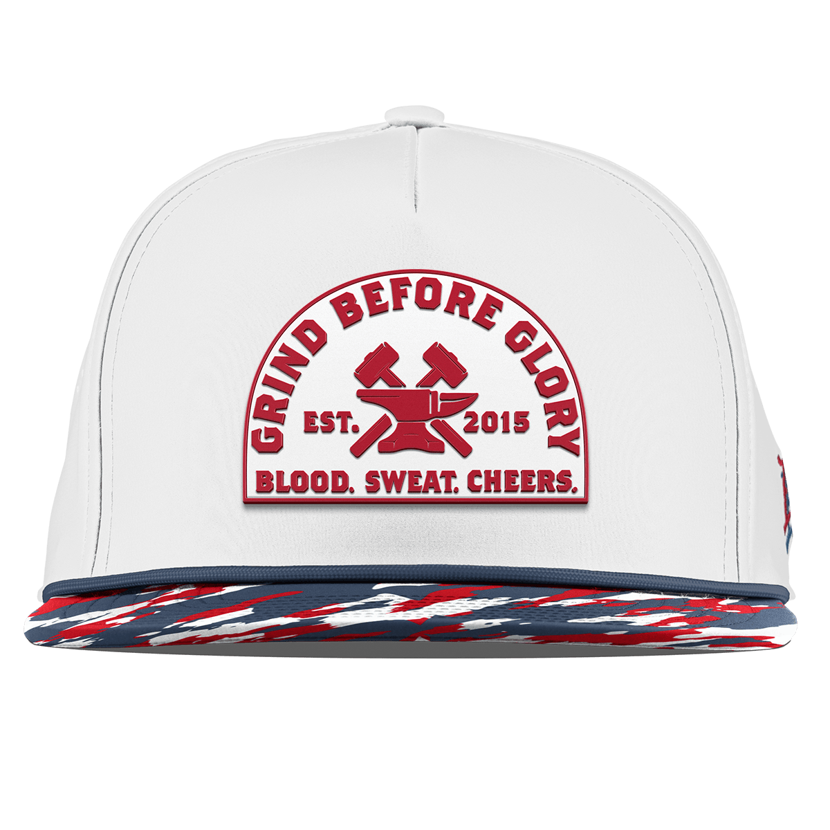 Grind Before Glory Flat 5 Panel Rope White/USA Camo + Orion Rope