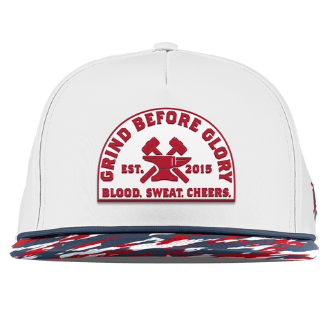 Grind Before Glory Flat 5 Panel Rope White/USA Camo + Orion Rope