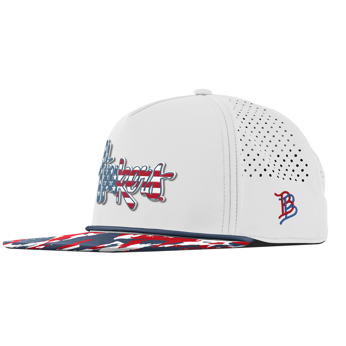 University of Nebraska "Huskers Stars & Stripes" Flat 5 Panel Rope White/USA Camo + Orion Rope