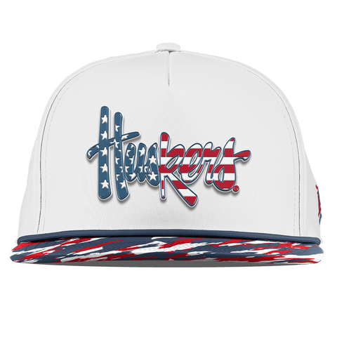 University of Nebraska "Huskers Stars & Stripes" Flat 5 Panel Rope White/USA Camo + Orion Rope