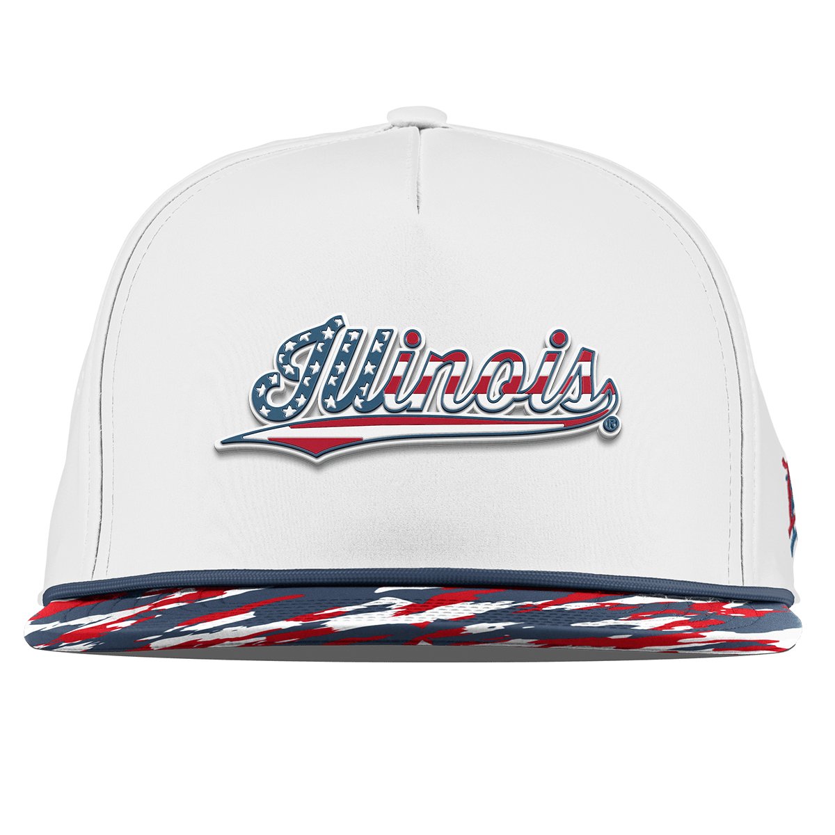 University of Illinois "Illinois Stars & Stripes" Flat 5 Panel Rope White/USA Camo + Orion Rope