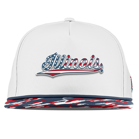 University of Illinois "Illinois Stars & Stripes" Flat 5 Panel Rope White/USA Camo + Orion Rope