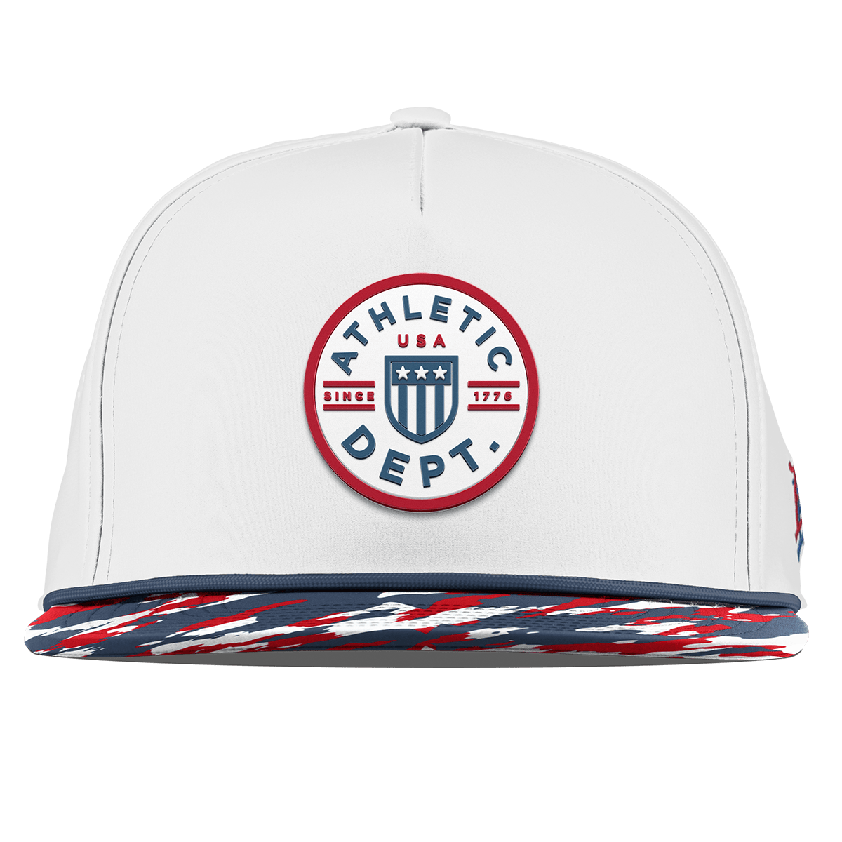 Liberty Letterman Flat 5 Panel Rope White/USA Camo + Orion Rope