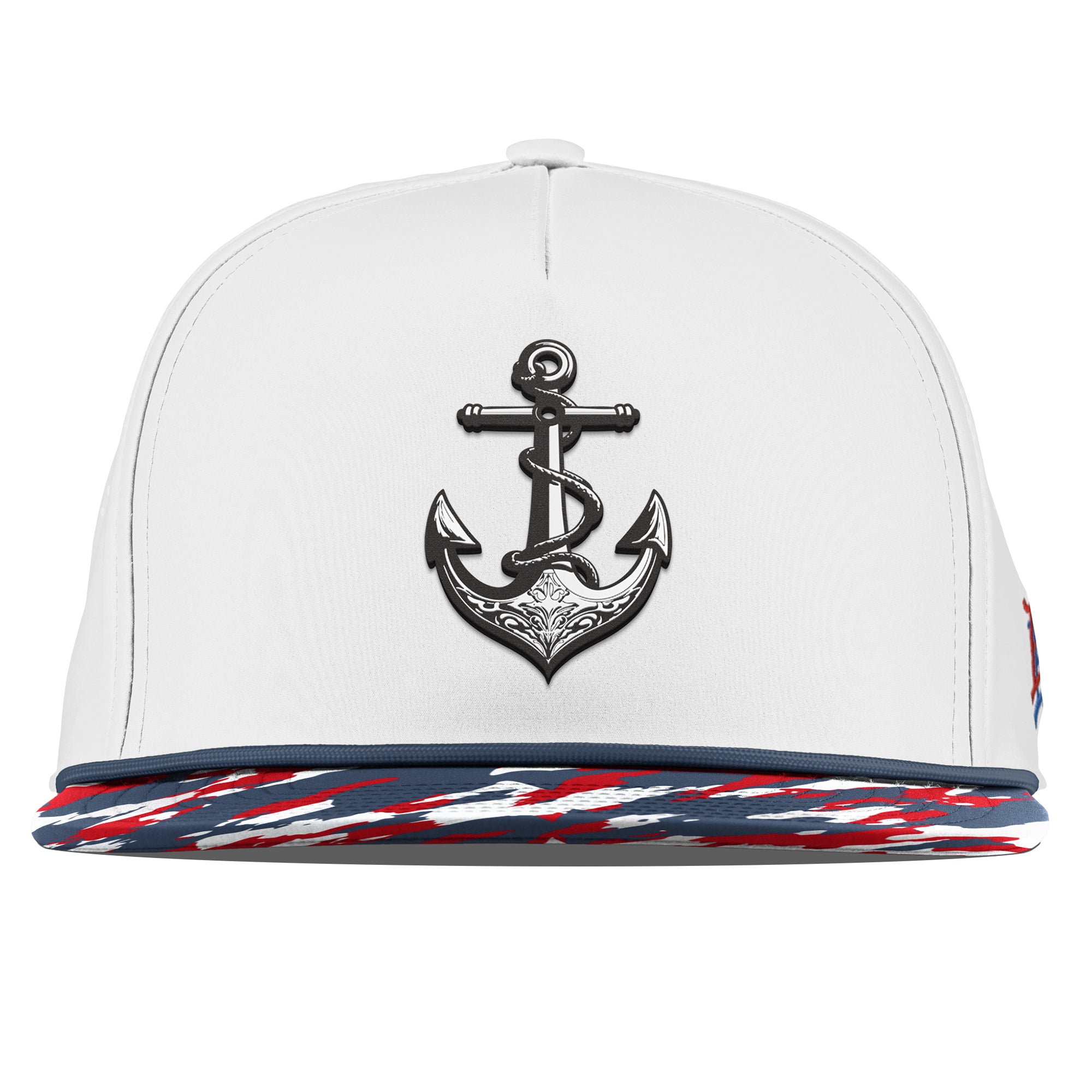 The Deeps Anchor Flat 5 Panel Rope White/USA Camo + Orion Rope