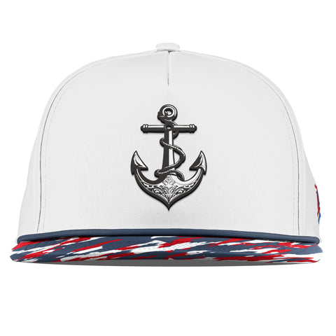 The Deeps Anchor Flat 5 Panel Rope White/USA Camo + Orion Rope