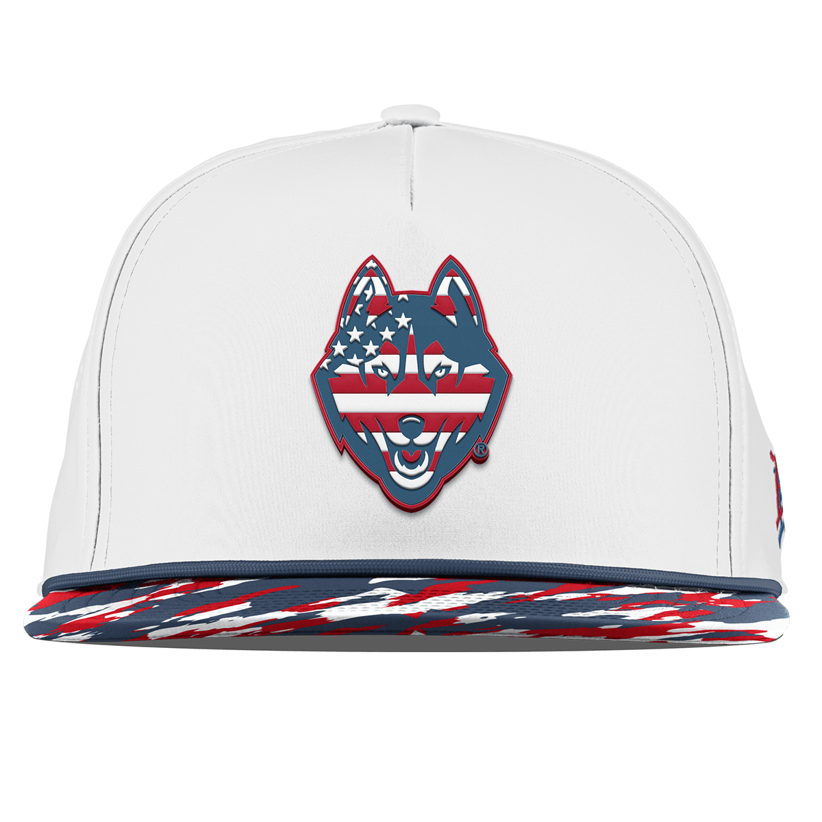 University of Connecticut "UConn Stars & Stripes" Flat 5 Panel Rope White/USA Camo + Orion Rope