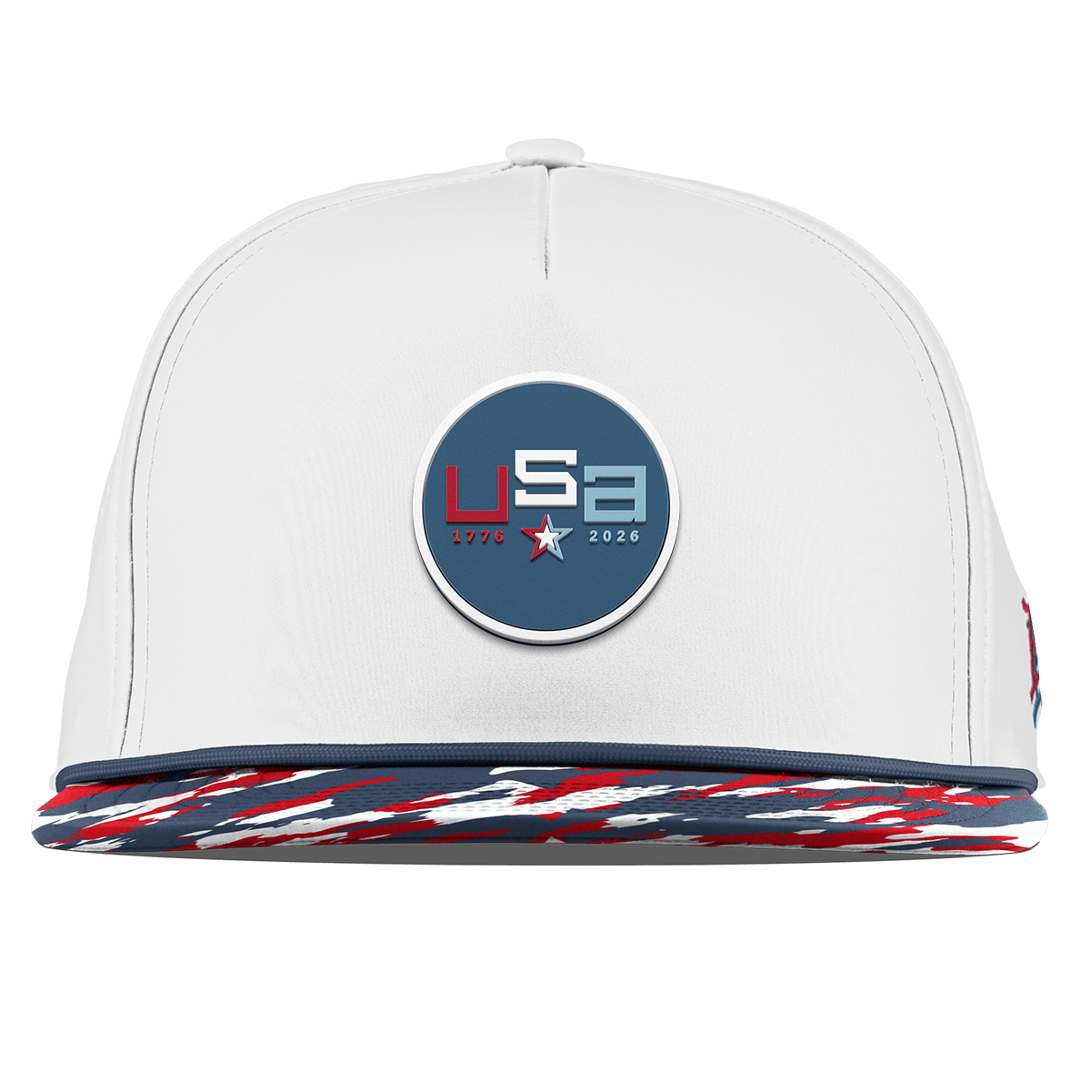 USA 250 Flat 5 Panel Rope White/USA Camo + Orion Rope