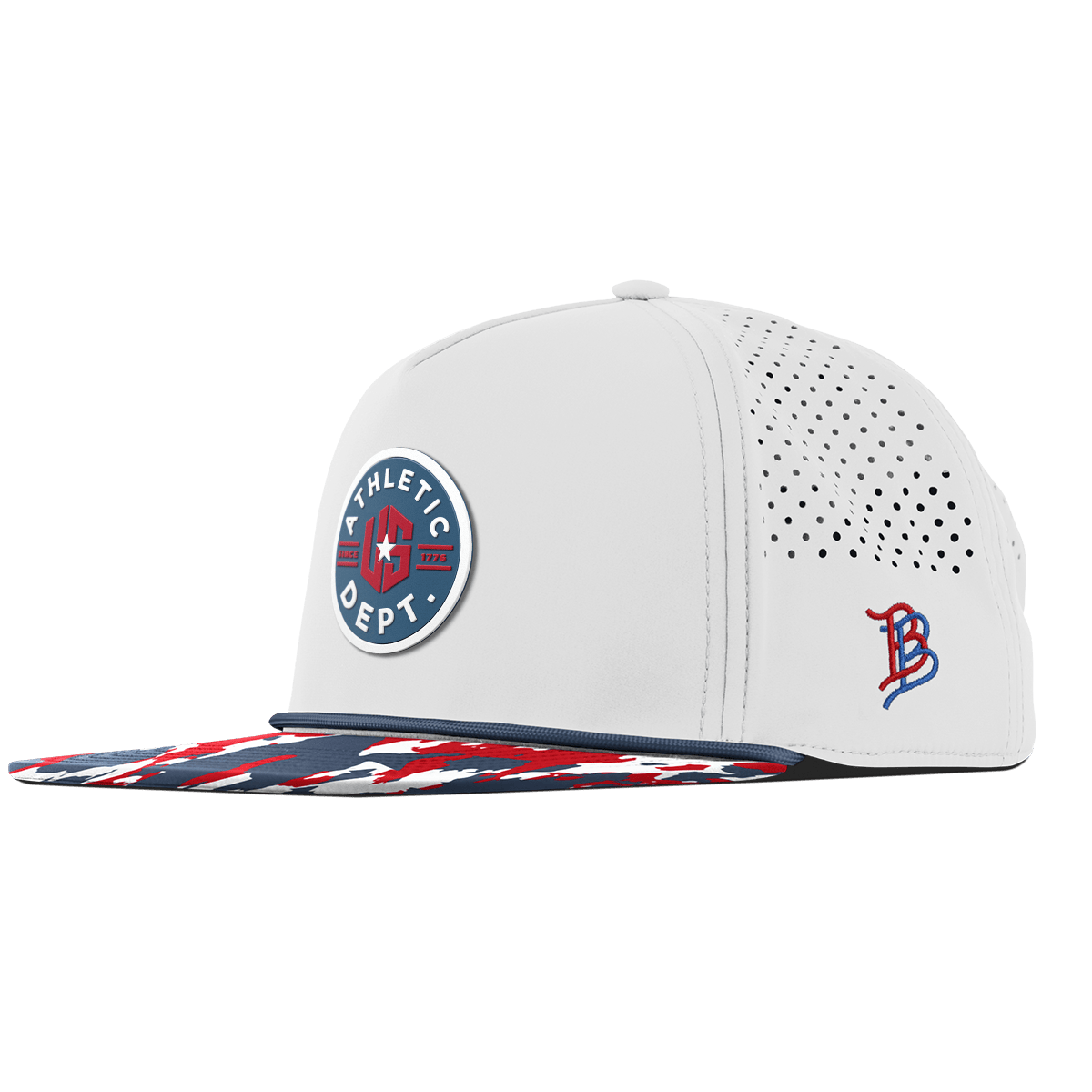 US Athletic Flat 5 Panel Rope White/USA Camo + Orion Rope