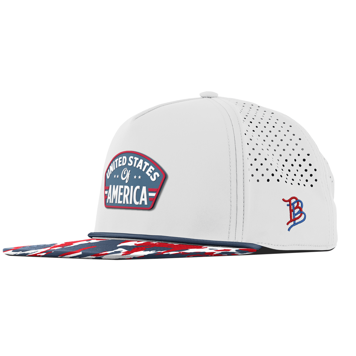 United States of America Badge Flat 5 Panel Rope White/USA Camo + Orion Rope