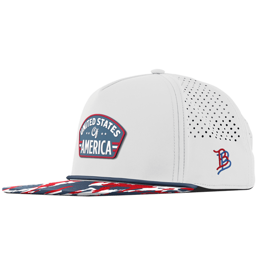 United States of America Badge Flat 5 Panel Rope White/USA Camo + Orion Rope