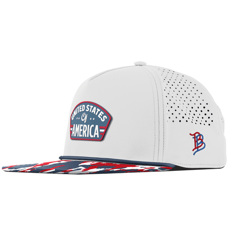 United States of America Badge Flat 5 Panel Rope White/USA Camo + Orion Rope
