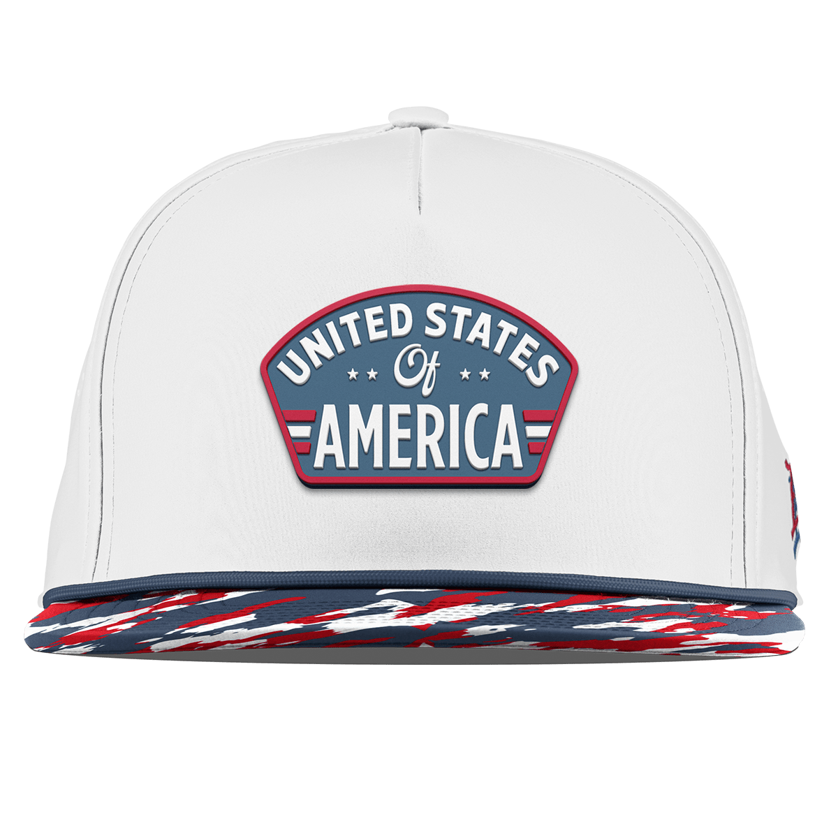 United States of America Badge Flat 5 Panel Rope White/USA Camo + Orion Rope