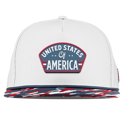 United States of America Badge Flat 5 Panel Rope White/USA Camo + Orion Rope