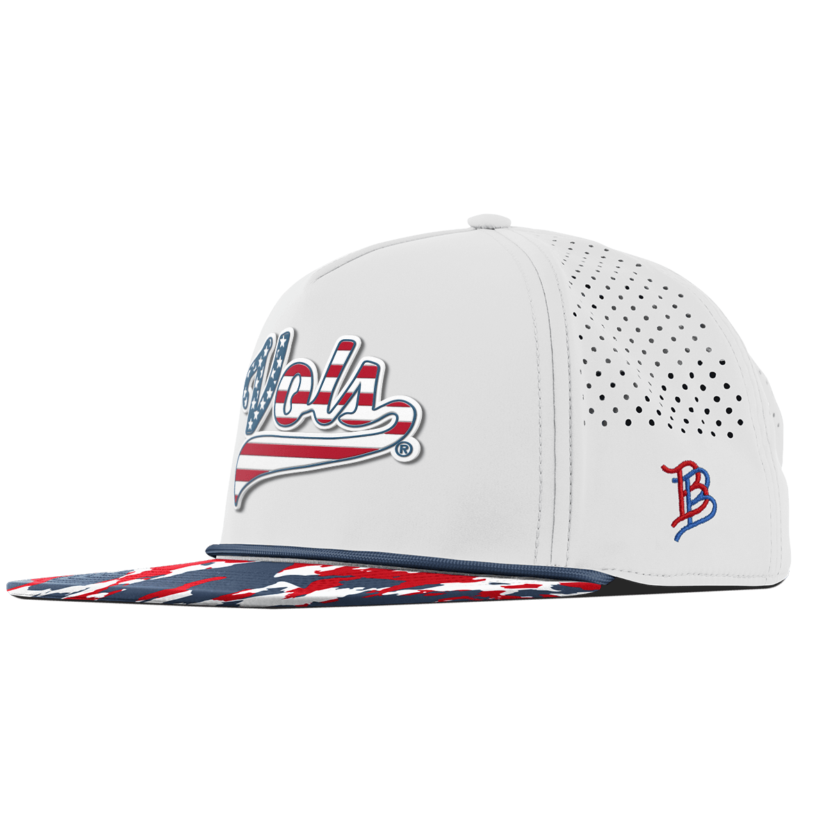 University of Tennessee "Vols Stars & Stripes" Flat 5 Panel Rope White/USA Camo + Orion Rope