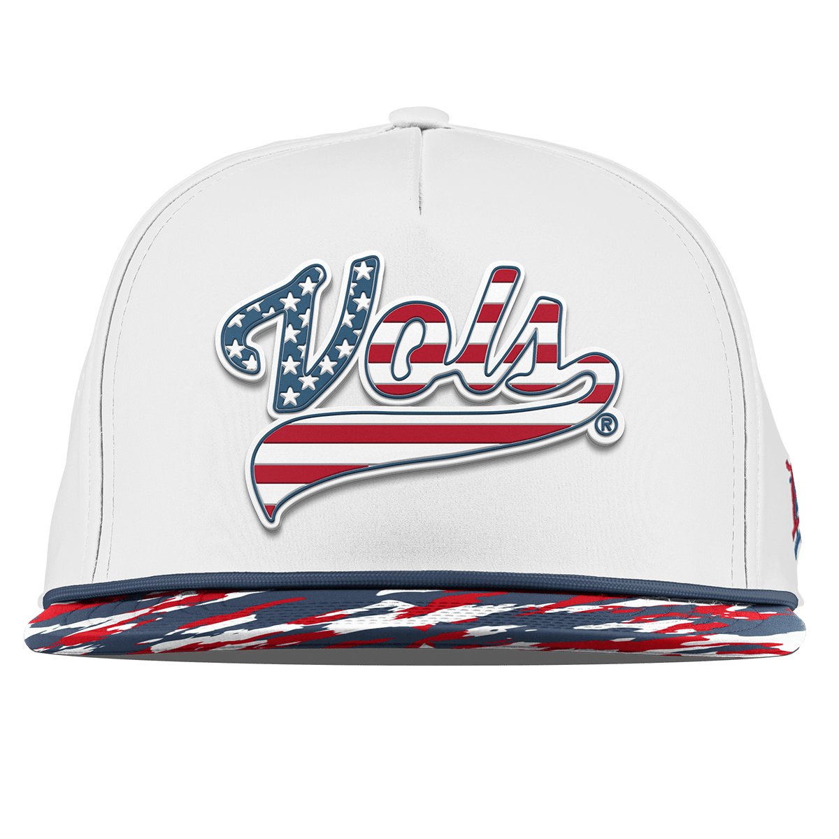 University of Tennessee "Vols Stars & Stripes" Flat 5 Panel Rope White/USA Camo + Orion Rope