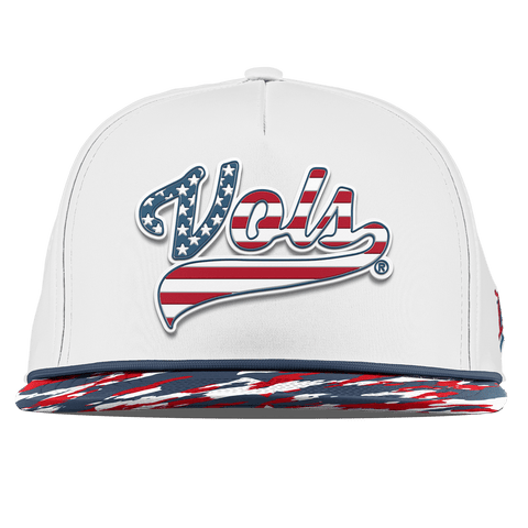 University of Tennessee "Vols Stars & Stripes" Flat 5 Panel Rope White/USA Camo + Orion Rope