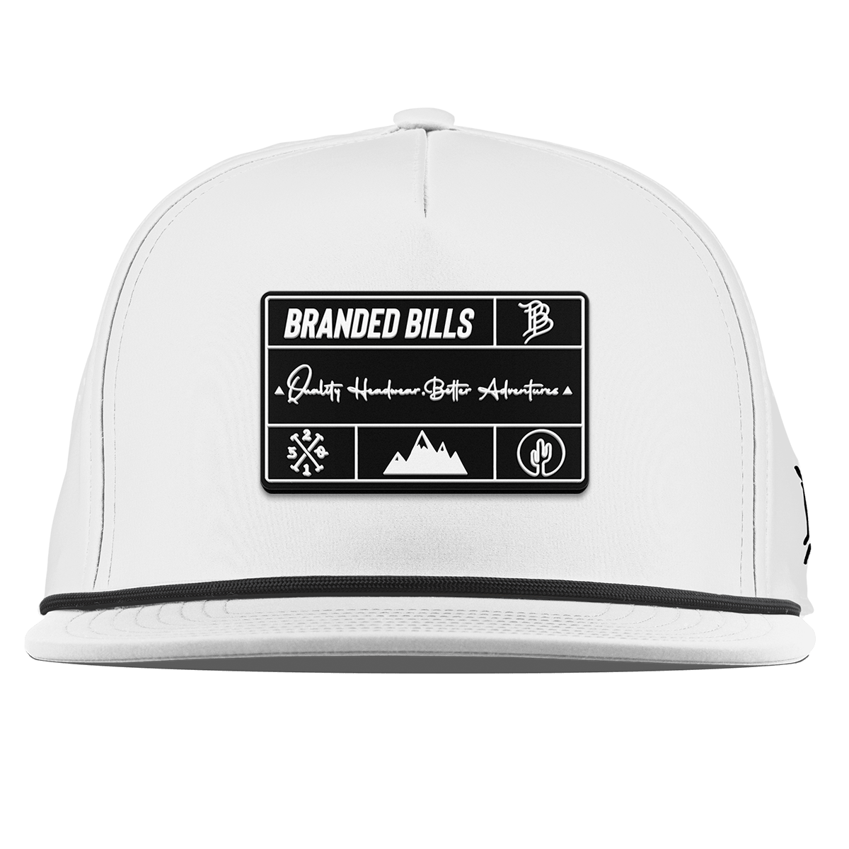 Branded Team Logo PVC Flat 5 Panel Rope White