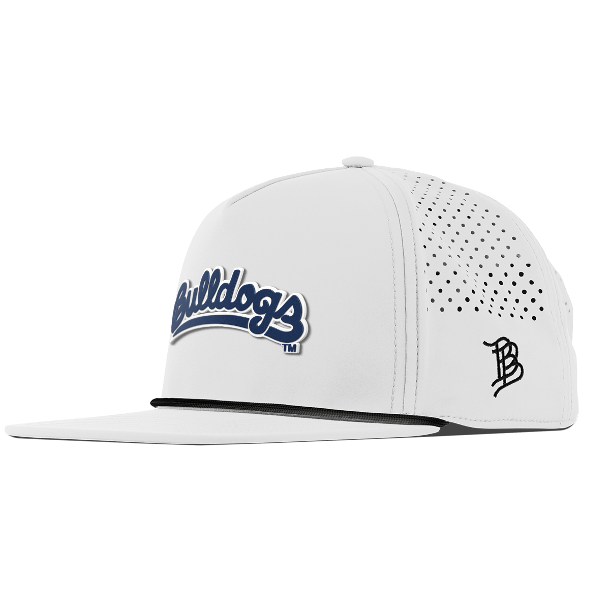 Fresno State University "Bulldogs Script Navy" Flat 5 Panel Rope White