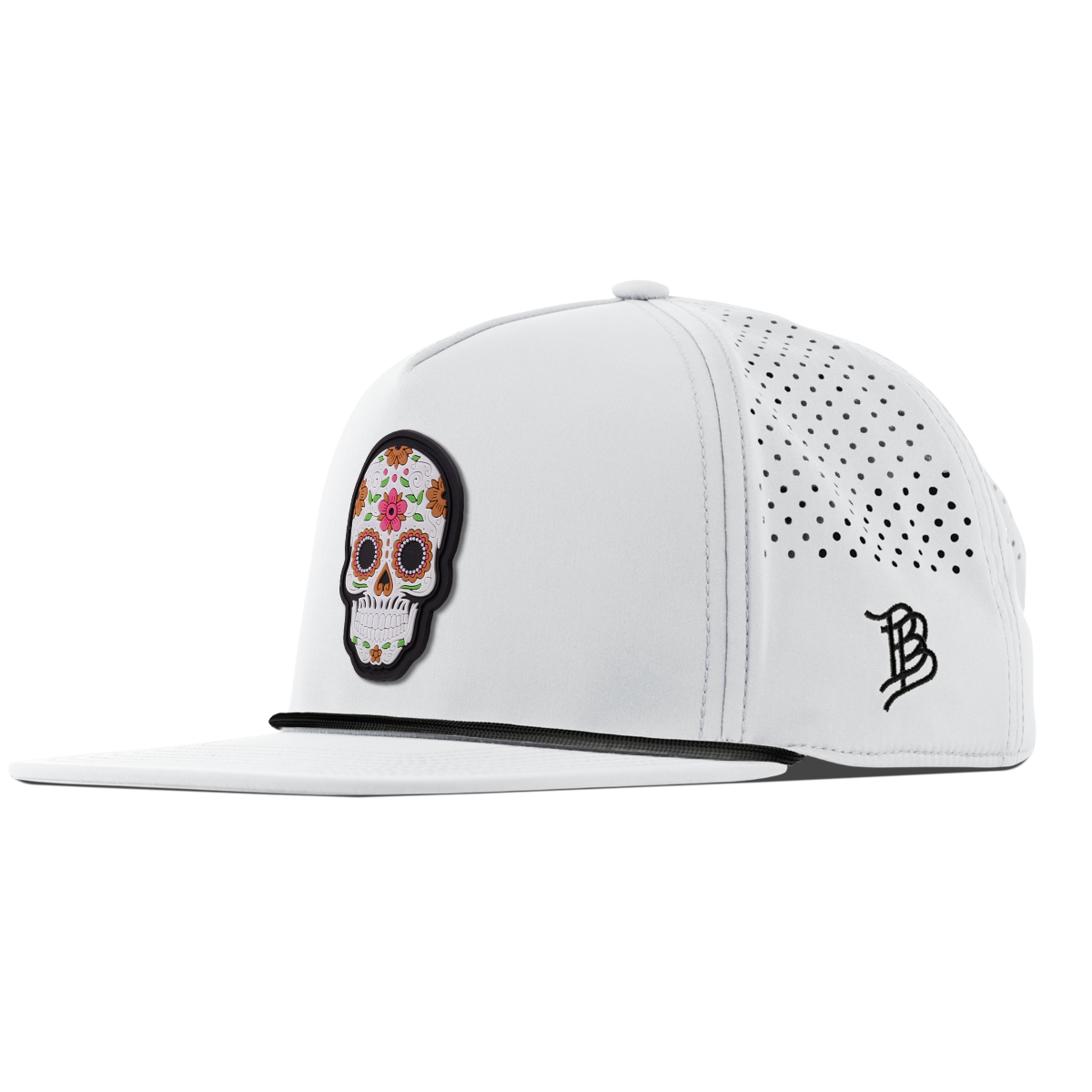 Flower Skull PVC Flat 5 Panel Rope White