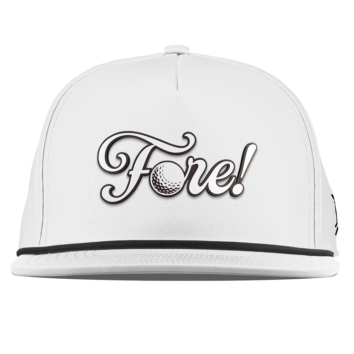 Fore! Script Flat 5 Panel Rope White