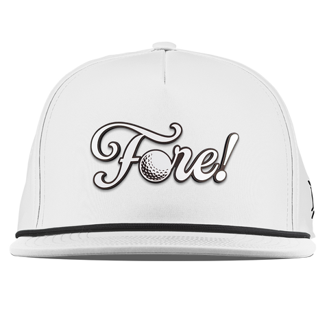 Fore! Script Flat 5 Panel Rope White