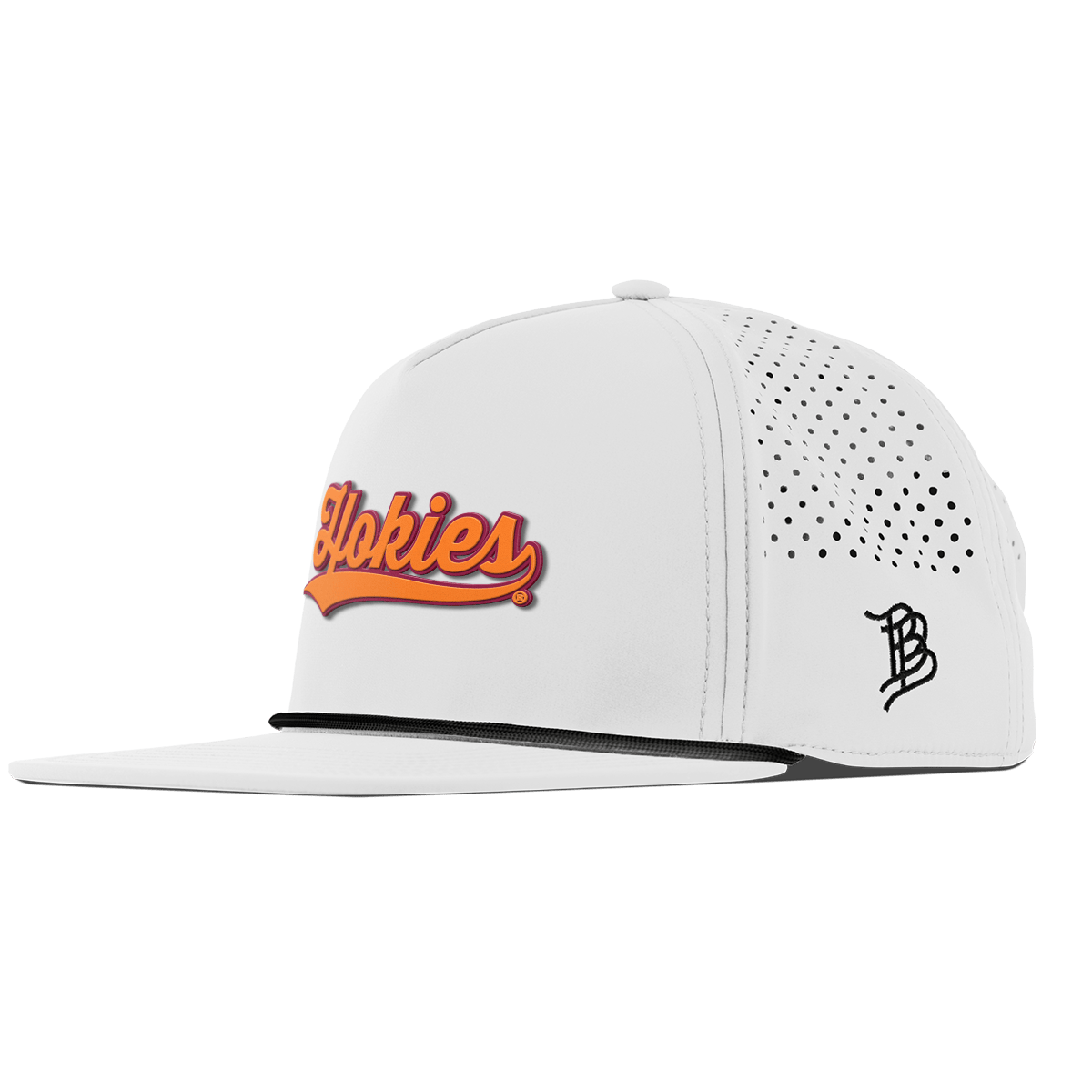 Virginia Tech University "Hokies Script" Flat 5 Panel Rope White