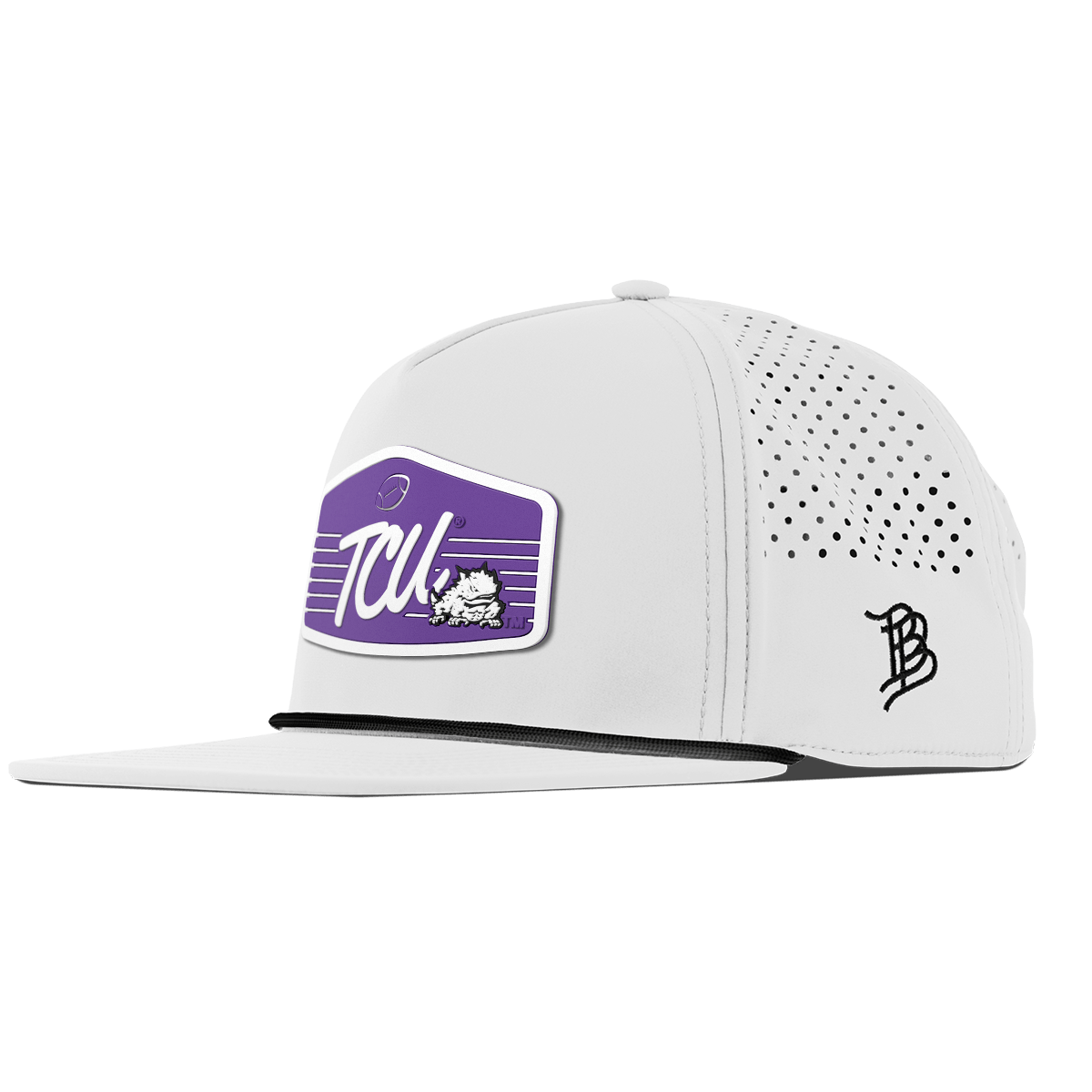 Texas Christian University "Horned Frogs Football" Flat 5 Panel Rope White