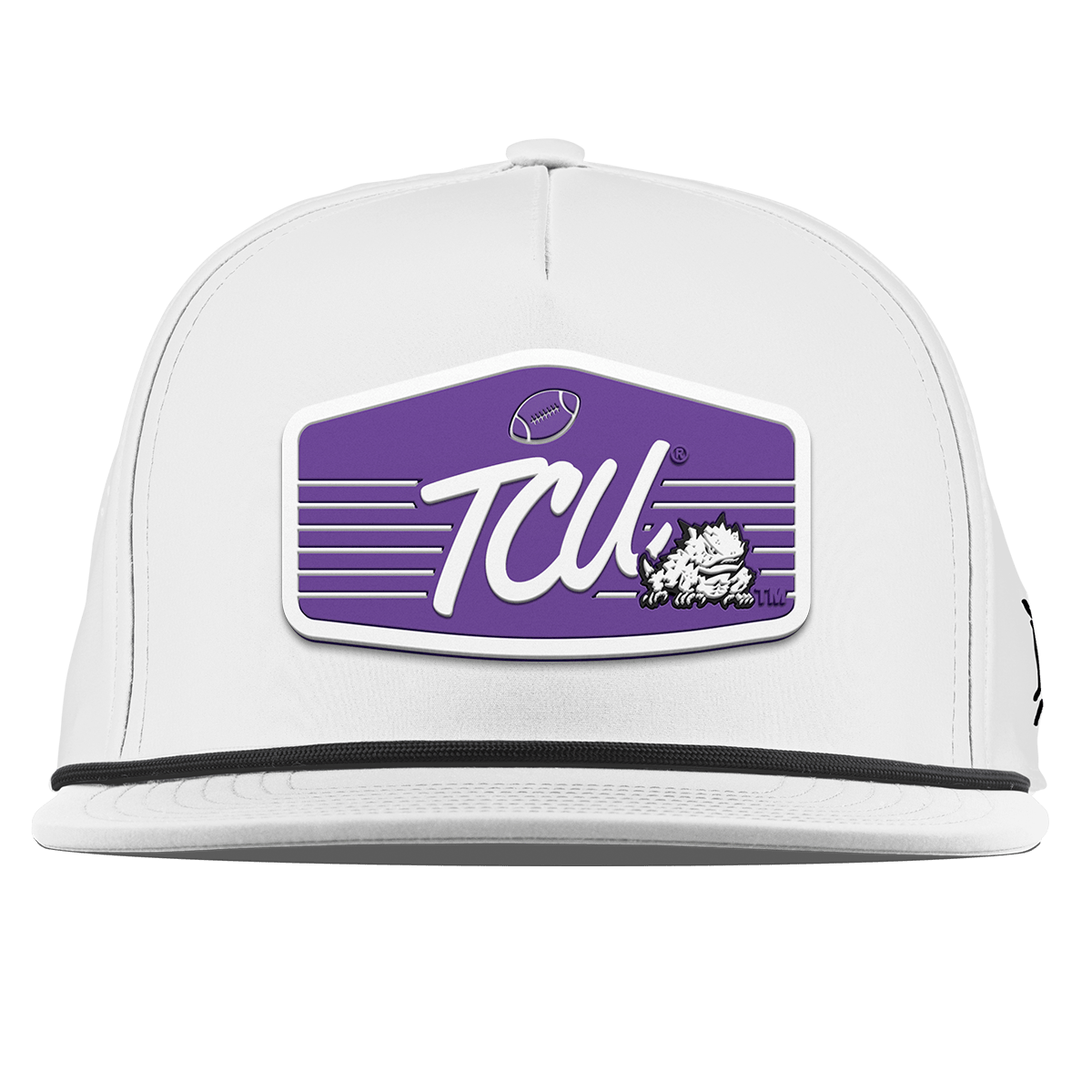 Texas Christian University "Horned Frogs Football" Flat 5 Panel Rope White
