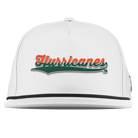 University of Miami "Hurricanes Script" Flat 5 Panel Rope White