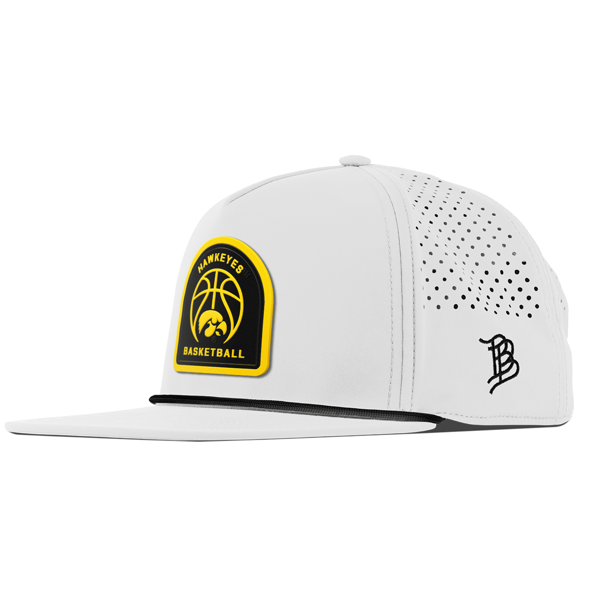 University of Iowa "Iowa Basketball" Flat 5 Panel Rope White