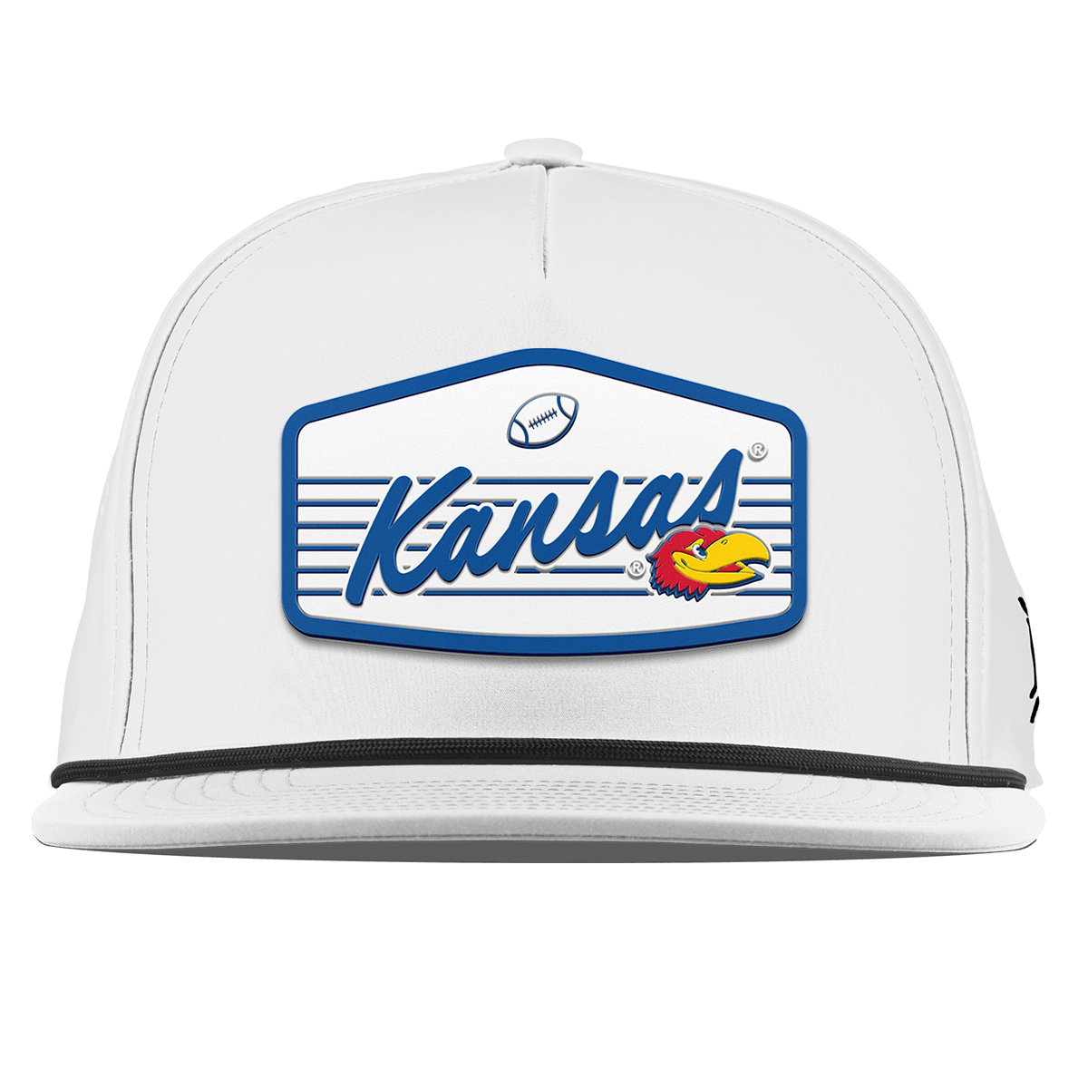 University of Kansas "Jayhawks Football" Flat 5 Panel Rope White
