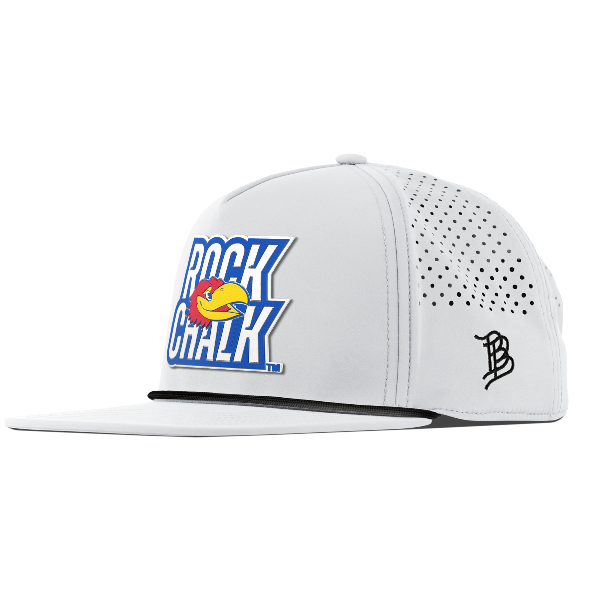 University of Kansas "Kansas Rock Chalk Block" Flat 5 Panel Rope White
