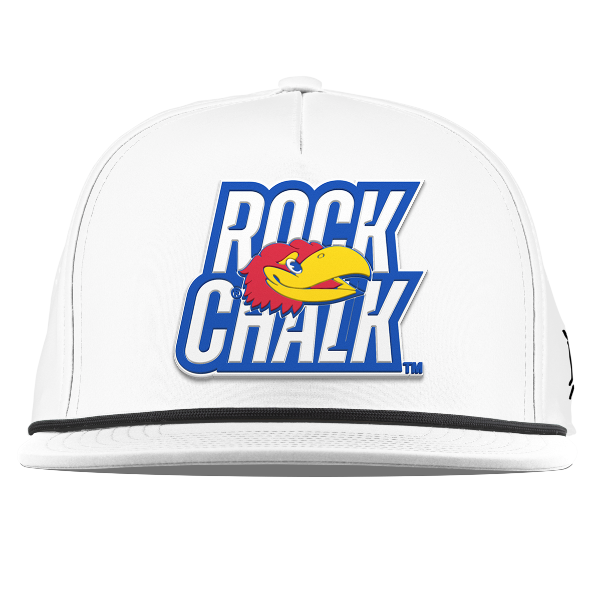 University of Kansas "Kansas Rock Chalk Block" Flat 5 Panel Rope White