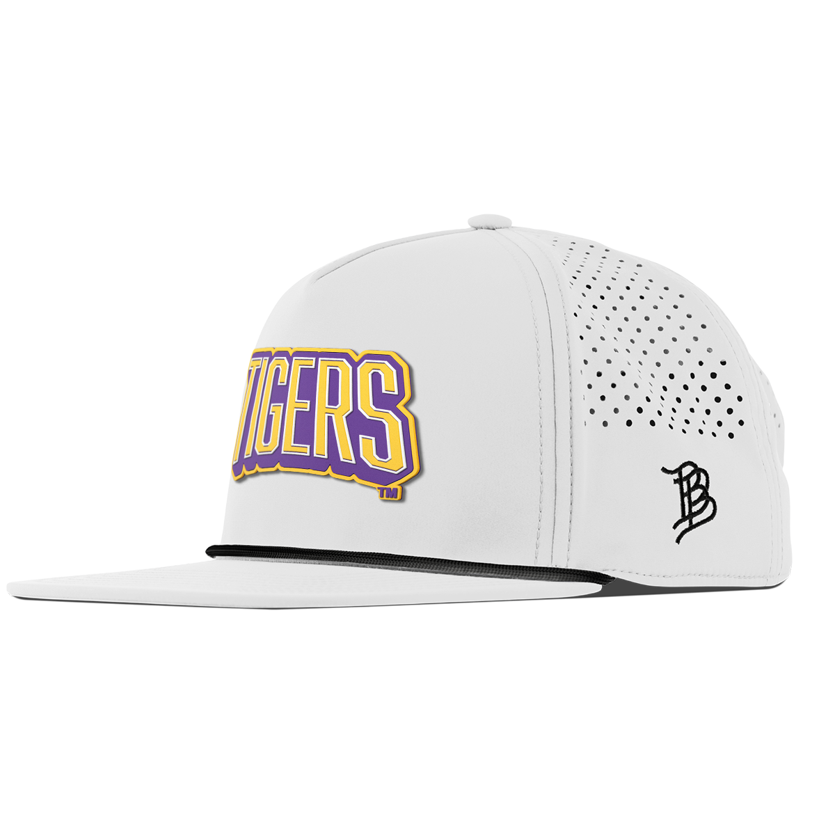 Louisiana State University "LSU Tigers Block" Flat 5 Panel Rope White