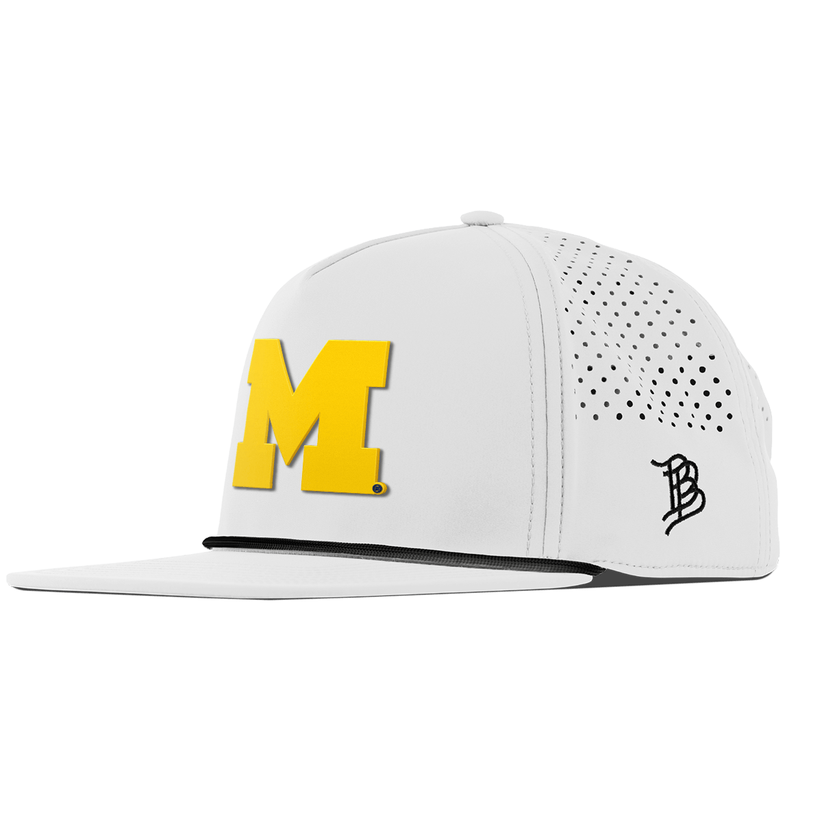 University of Michigan "Michigan Gold Block" Flat 5 Panel Rope White
